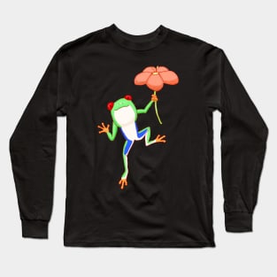 Red-Eyed Tree Frog and Flower Long Sleeve T-Shirt